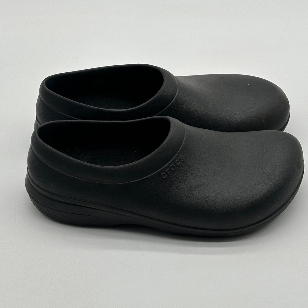 Crocs Slip Resistant Shoes On‎ The Clock Work Clogs Black Slip On Mens 8 W 10